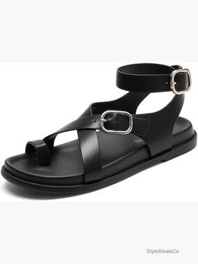 Strappy Flat Sandals with Arch Support Platform Thong Summer Vacation Shoes